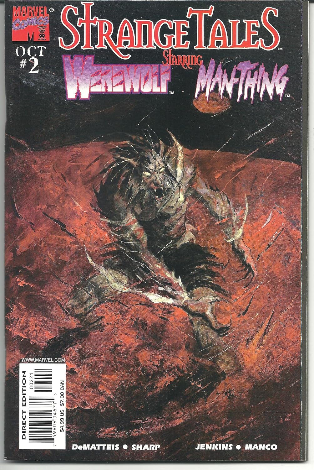 Strange Tales October 1998 (Vol. 1, No. 2) Comic Book starring Man-Thing and Werewolf by Night (Werewolf Cover) (Marvel Comics)
Strange Tales October 1998 (Vol. 1, No. 2) Comic Book starring Man-Thing and Werewolf by Night (Werewolf Cover) (Marvel Comics)