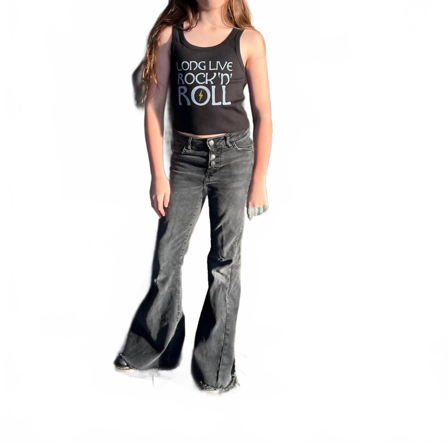 Детская майка в стиле рок-н-ролл, цвет черный ROWDY SPROUT 
Детская майка в стиле рок-н-ролл, цвет черный ROWDY SPROUT