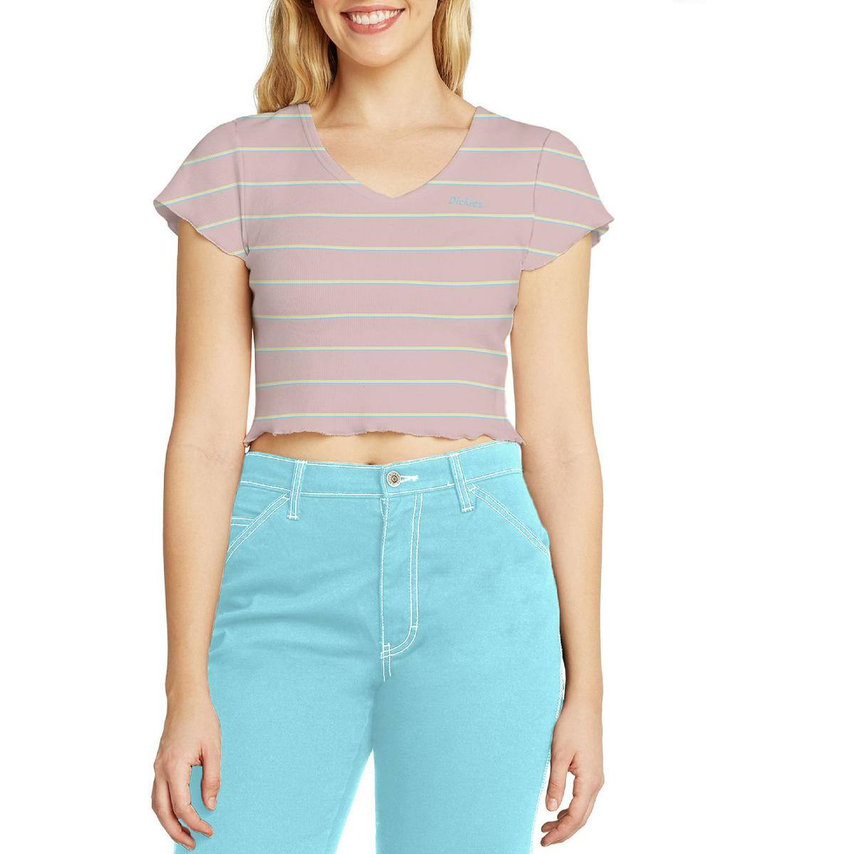 Футболка женская юниорская в полоску с V-образным вырезом Dickies, светло-розовый
Футболка женская юниорская в полоску с V-образным вырезом Dickies, светло-розовый