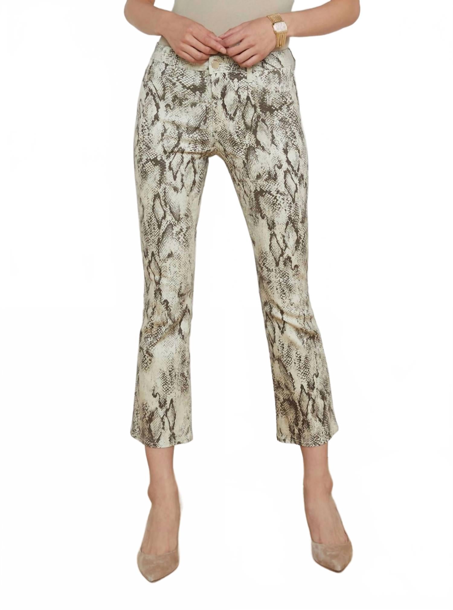 Джинсы Tati High Rise Crop Micro Boots бежевого цвета с многослойным змеиным покрытием L'Agence
Джинсы Tati High Rise Crop Micro Boots бежевого цвета с многослойным змеиным покрытием L'Agence