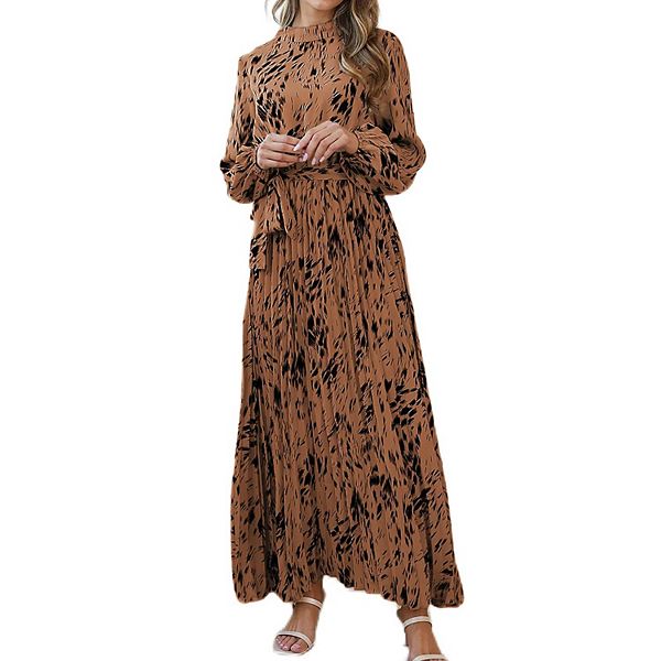 Платье женское Fall с длинным рукавом, плиссированное, повседневное, с воротником-стойкой, элегантное, принтованное, макси, с поясом Megaretailer
Платье женское Fall с длинным рукавом, плиссированное, повседневное, с воротником-стойкой, элегантное, принтованное, макси, с поясом Megaretailer