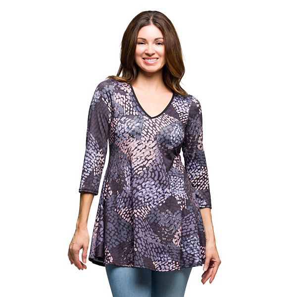 Женская туника с v-образным вырезом и принтом, с рукавом три четверти 24Seven Comfort Apparel, Gray Multi
Женская туника с v-образным вырезом и принтом, с рукавом три четверти 24Seven Comfort Apparel, Gray Multi