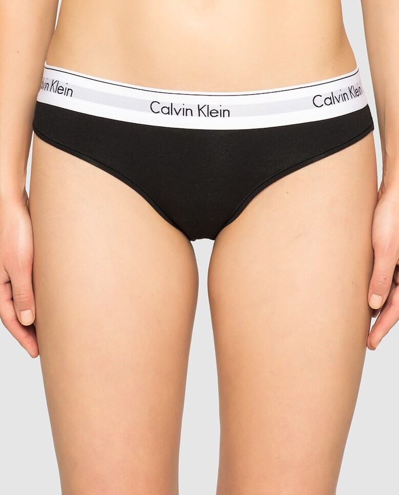 Женские хлопковые трусики Calvin Klein с однотонным вырезом бикини Calvin Klein, черный