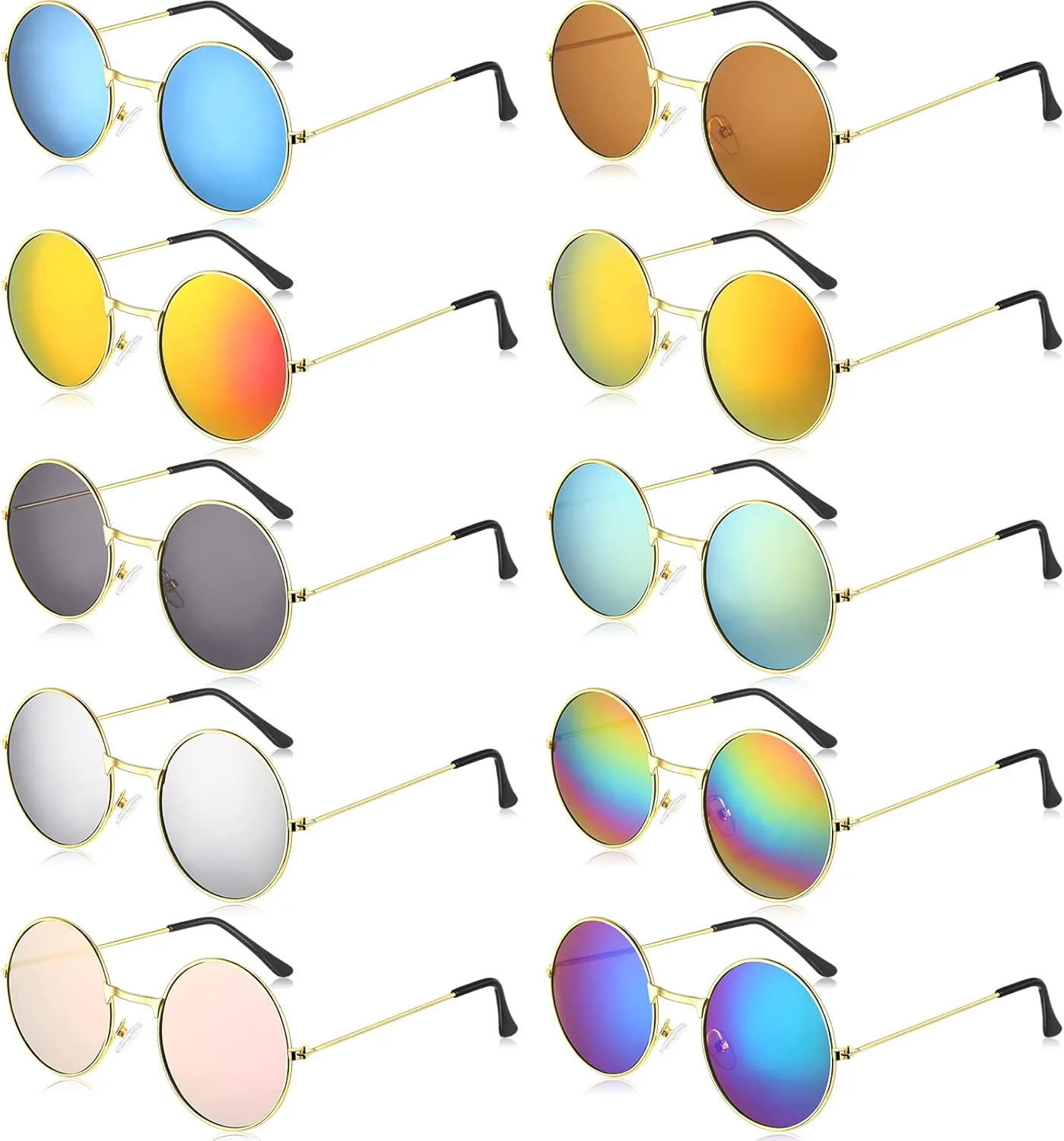 Blulu, 10 пар круглых солнцезащитных очков в стиле хиппи, цветные солнцезащитные очки в стиле 60-х, круглые очки для женщин и мужчин (золотая оправа), Gold Frame
Blulu, 10 пар круглых солнцезащитных очков в стиле хиппи, цветные солнцезащитные очки в стиле 60-х, круглые очки для женщин и мужчин (золотая оправа), Gold Frame