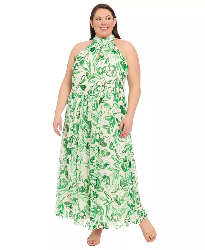 Платье макси размера плюс с цветочным принтом и бретелькой через шею London Times, зеленый
Платье макси размера плюс с цветочным принтом и бретелькой через шею London Times, зеленый