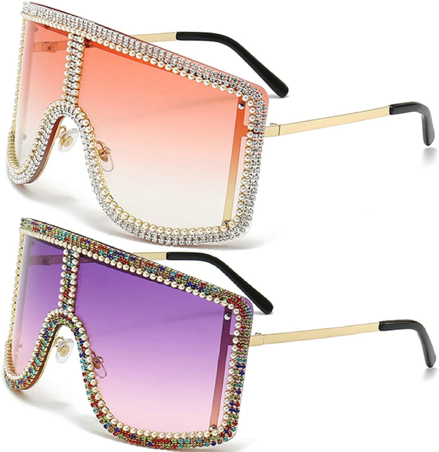 Модные солнцезащитные очки с бриллиантовой маской и стразами для женщин, большие квадратные солнцезащитные очки-щиток с защитой от УФ-излучения mincl, 2pcs-pink&purple
Модные солнцезащитные очки с бриллиантовой маской и стразами для женщин, большие квадратные солнцезащитные очки-щиток с защитой от УФ-излучения mincl, 2pcs-pink&purple