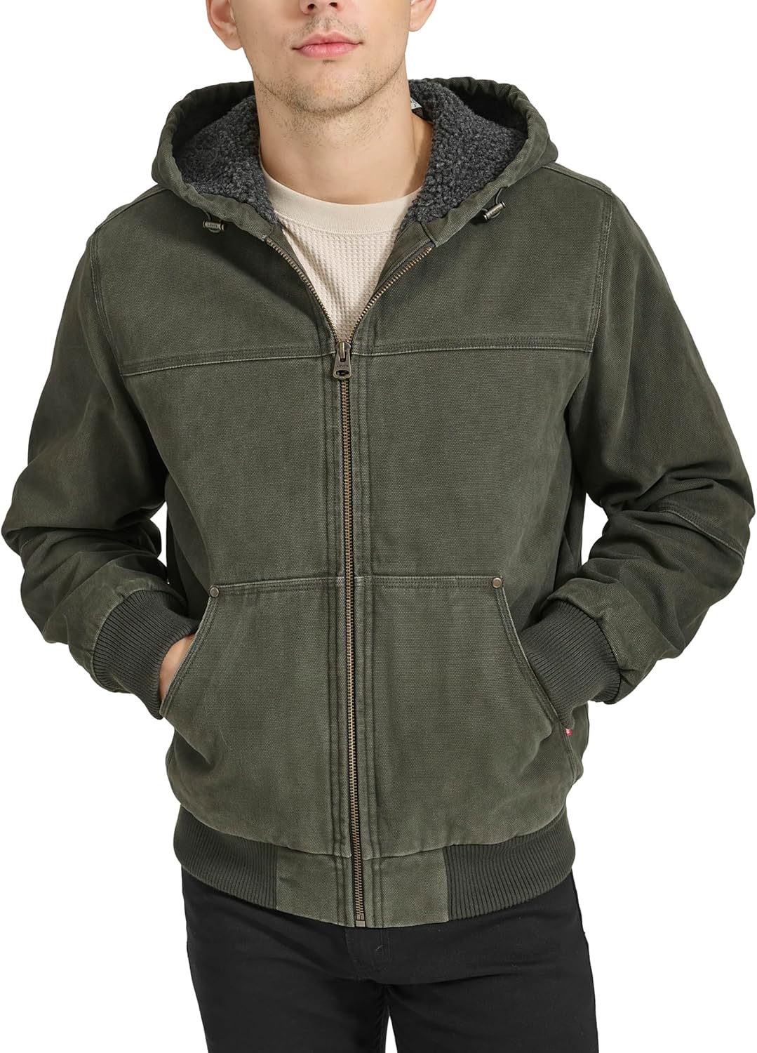 Мужская рабочая куртка-бомбер Levi's из хлопчатобумажной ткани с капюшоном (стандартные размеры, большие и высокие), Olive
Мужская рабочая куртка-бомбер Levi's из хлопчатобумажной ткани с капюшоном (стандартные размеры, большие и высокие), Olive