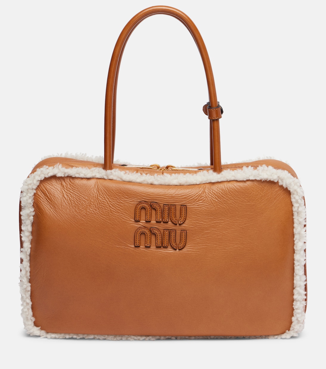 Кожаная сумка-тоут Beau Large Miu Miu, коричневый 
Кожаная сумка-тоут Beau Large Miu Miu, коричневый