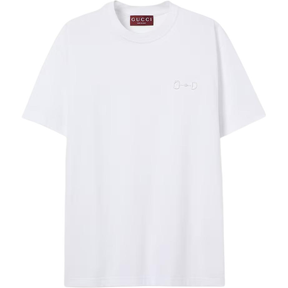Хлопковая футболка с вышивкой GUCCI, белый
Хлопковая футболка с вышивкой GUCCI, белый