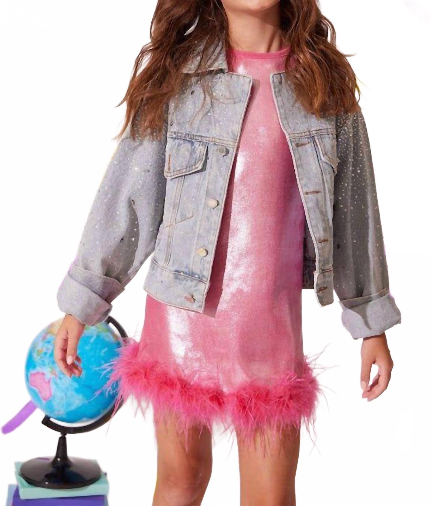 Кристальный лук джинсовая куртка в синем цвете Lola + The Boys 
Кристальный лук джинсовая куртка в синем цвете Lola + The Boys