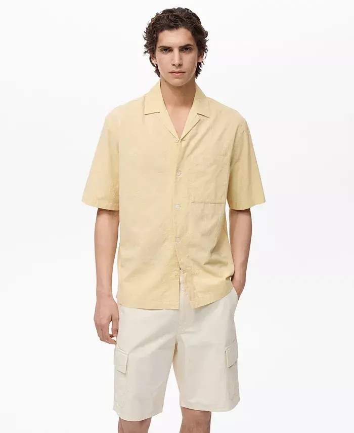 Мужская рубашка с вышивкой и воротником-стойкой MANGO, коричневый/бежевый
Мужская рубашка с вышивкой и воротником-стойкой MANGO, коричневый/бежевый