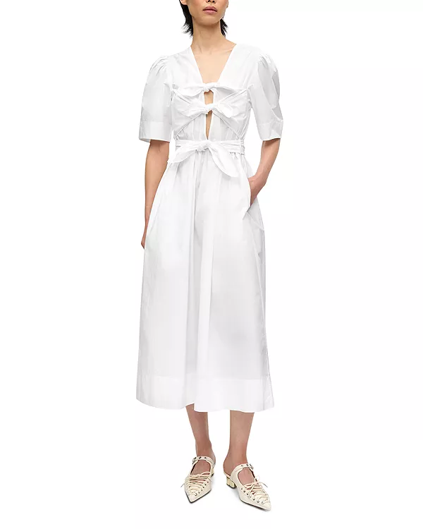 Белое платье из эластичного хлопка Ganni, белый
Белое платье из эластичного хлопка Ganni, белый