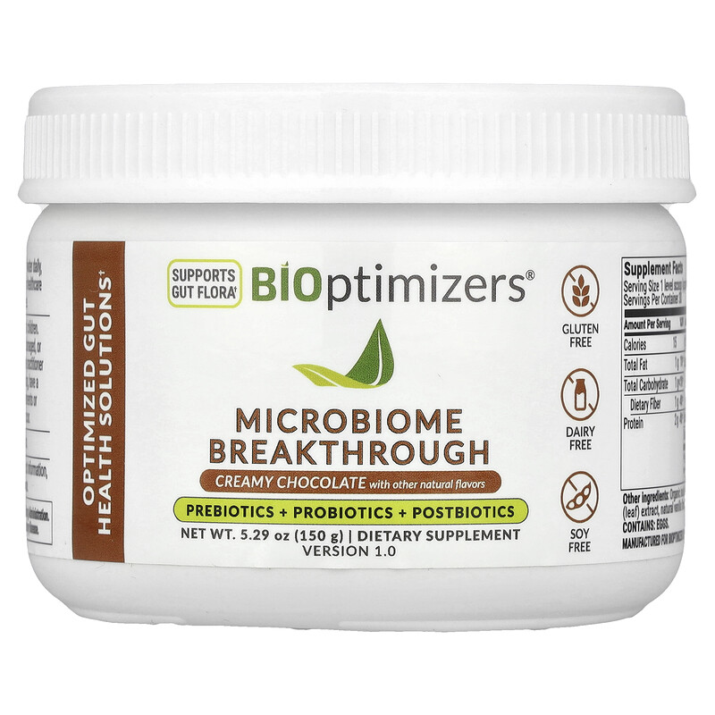 BIOptimizers, Microbiome Breakthrough, пребиотики, пробиотики и постбиотики, сливочный шоколад, 150 г (5,29 унции)
BIOptimizers, Microbiome Breakthrough, пребиотики, пробиотики и постбиотики, сливочный шоколад, 150 г (5,29 унции)