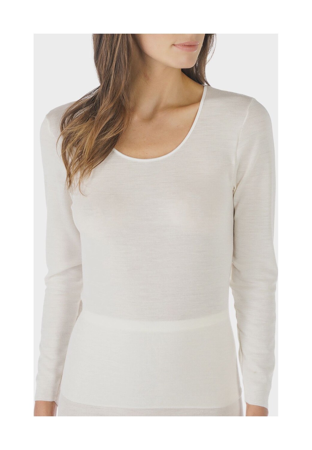 Изысканная женская майка с длинными рукавами и круглым вырезом mey, белый