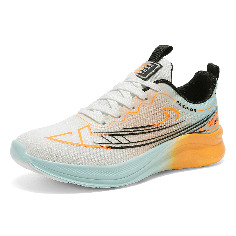 Boogie Bear Бело-оранжевые мужские беговые кроссовки, цвет White Orange 
Boogie Bear Бело-оранжевые мужские беговые кроссовки, цвет White Orange