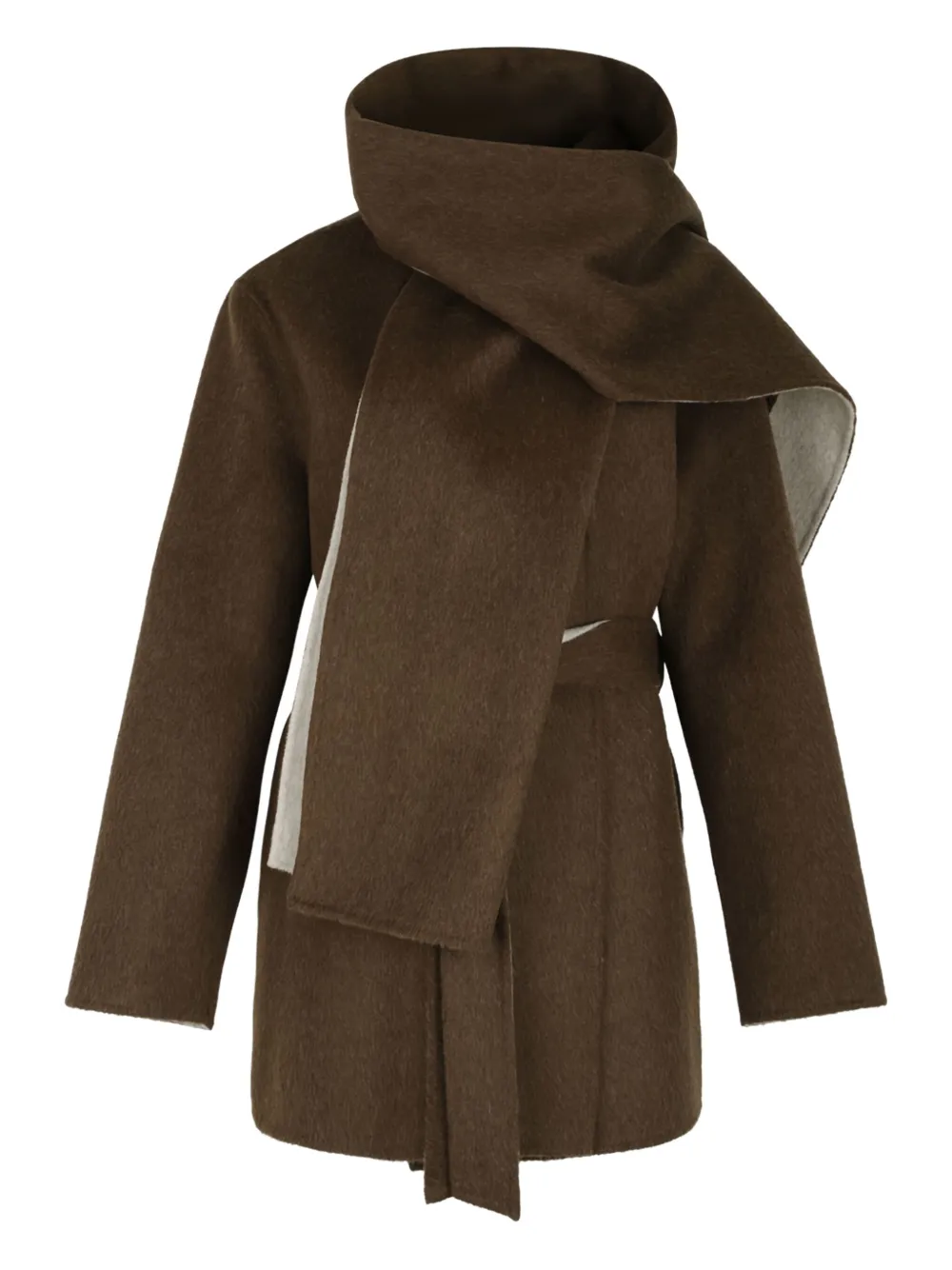 Пальто с поясом и шарфом P.A.R.O.S.H., коричневый
Пальто с поясом и шарфом P.A.R.O.S.H., коричневый