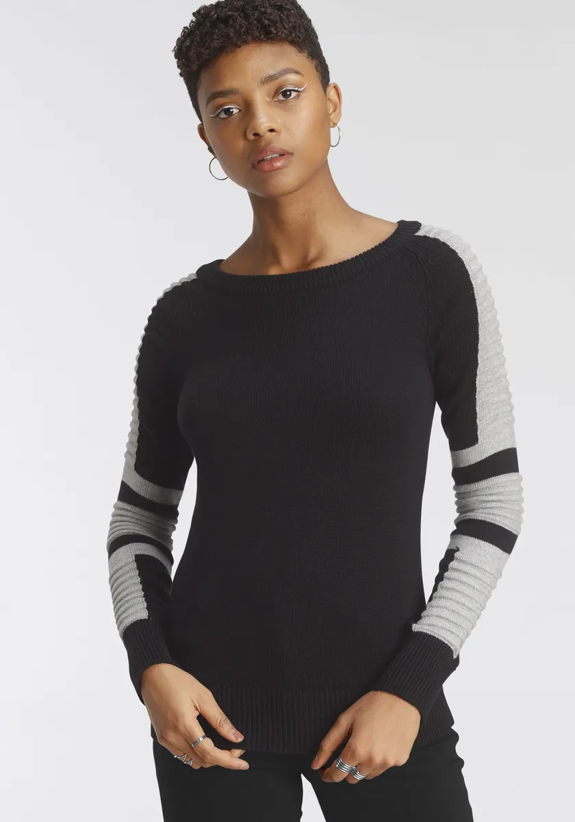 Свитер "Аризона" с круглым вырезом "в байкерском стиле", рукава тонкой и крупной вязки в рубчик Arizona, цвет Schwarz-Grau-Meliert
Свитер "Аризона" с круглым вырезом "в байкерском стиле", рукава тонкой и крупной вязки в рубчик Arizona, цвет Schwarz-Grau-Meliert