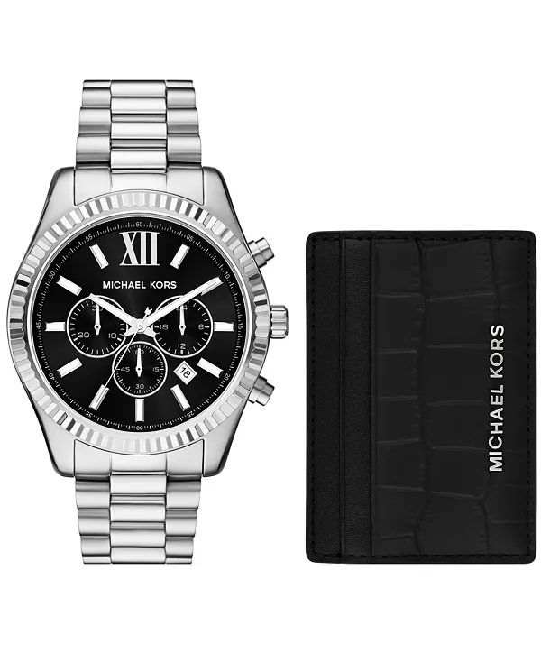 Подарочный набор из мужских часов Lexington Chronograph из нержавеющей стали и футляра для карт 44 мм Michael Kors, silver-tone
Подарочный набор из мужских часов Lexington Chronograph из нержавеющей стали и футляра для карт 44 мм Michael Kors, silver-tone
