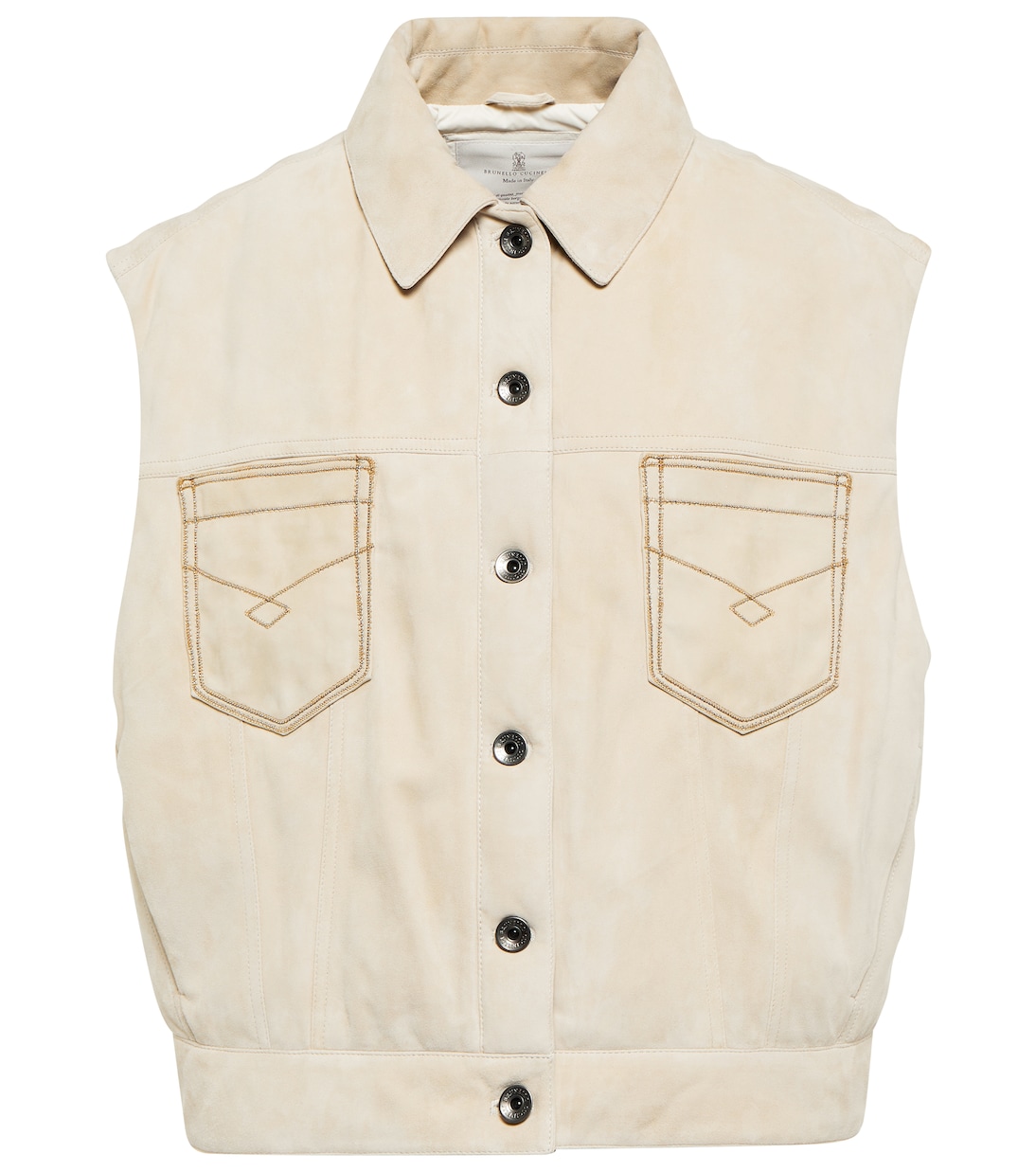 Жилет из замши с декоративным узором Brunello Cucinelli, Buttercream
Жилет из замши с декоративным узором Brunello Cucinelli, Buttercream