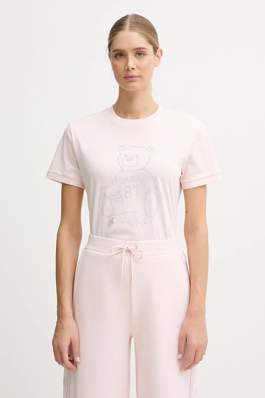 Хлопковая футболка Guess, розовый
Хлопковая футболка Guess, розовый