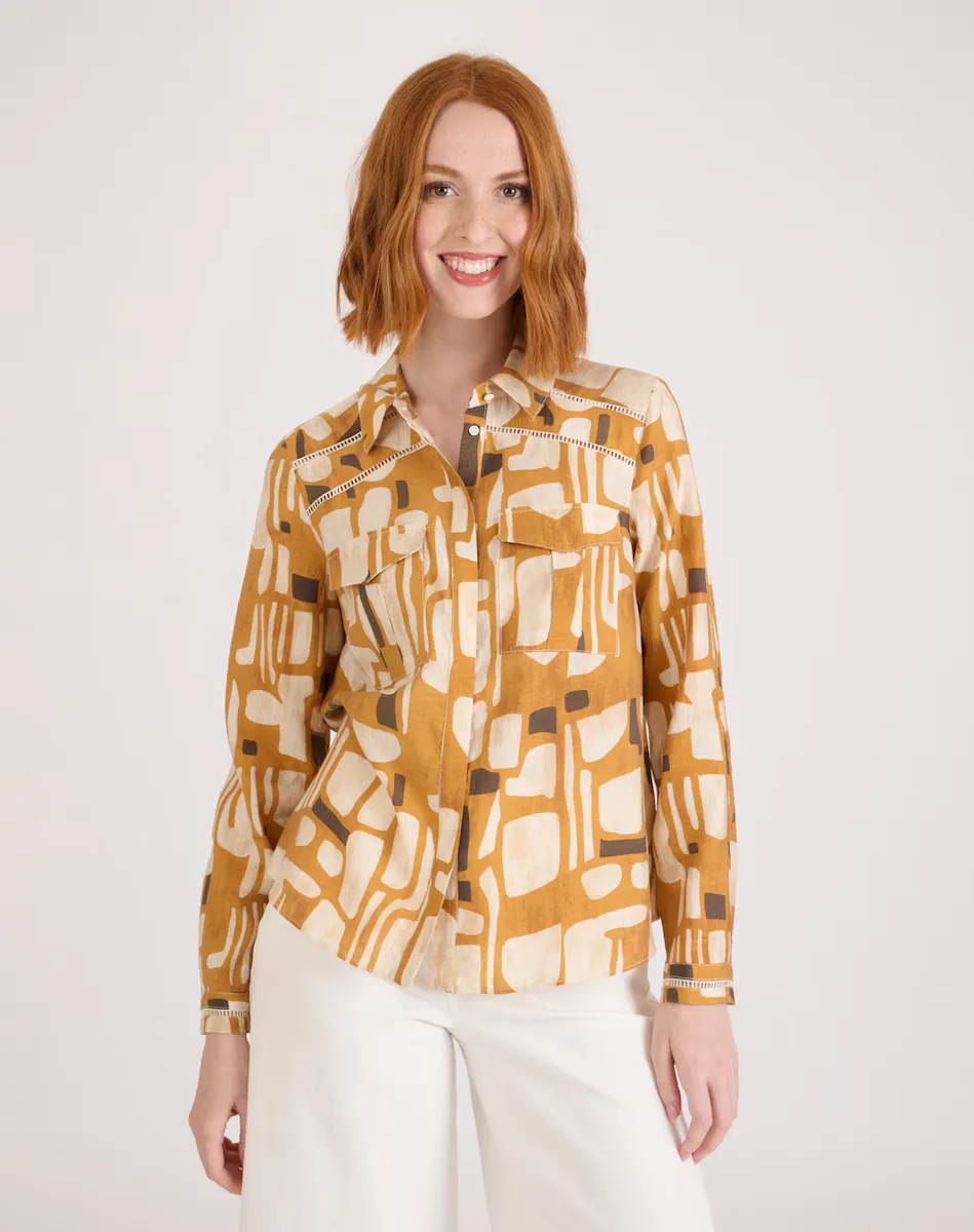 Женская рубашка с длинным рукавом и воротником Naf Naf, горчичный
Женская рубашка с длинным рукавом и воротником Naf Naf, горчичный