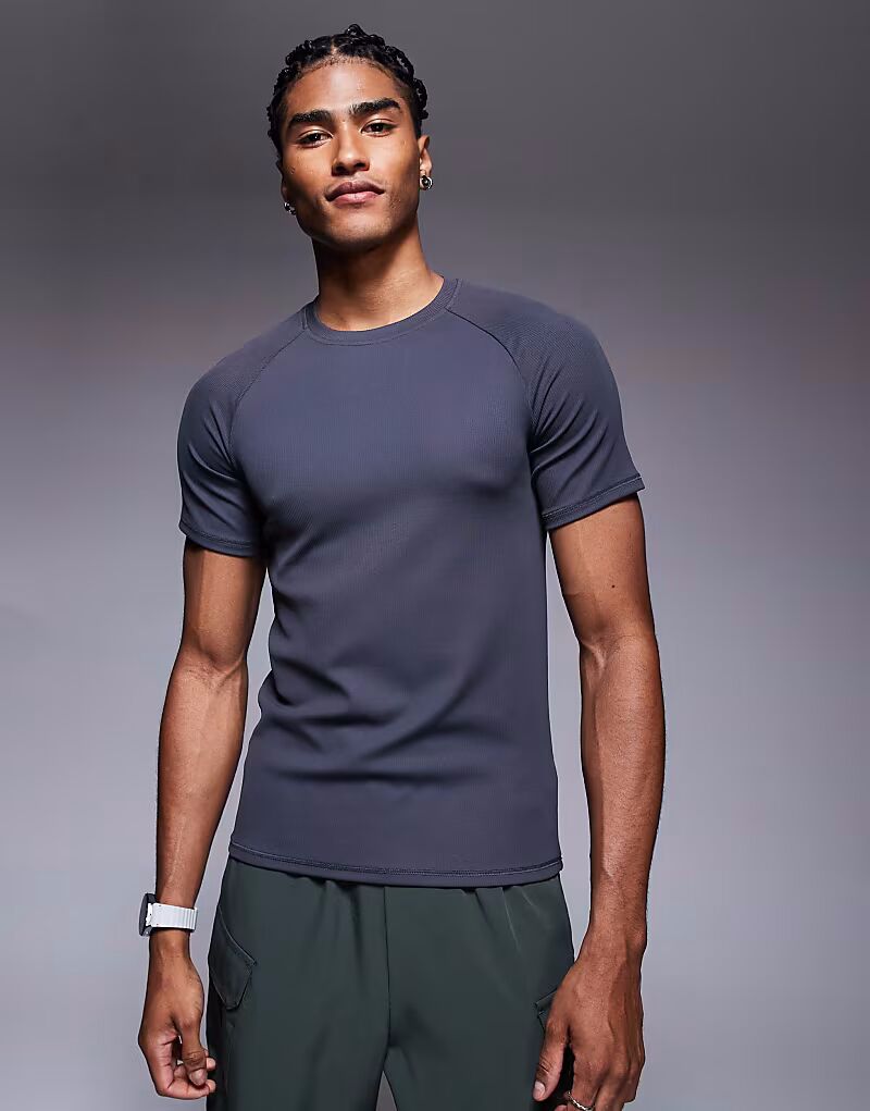 4505 облегающая тренировочная футболка в рубчик графитового цвета 
4505 облегающая тренировочная футболка в рубчик графитового цвета