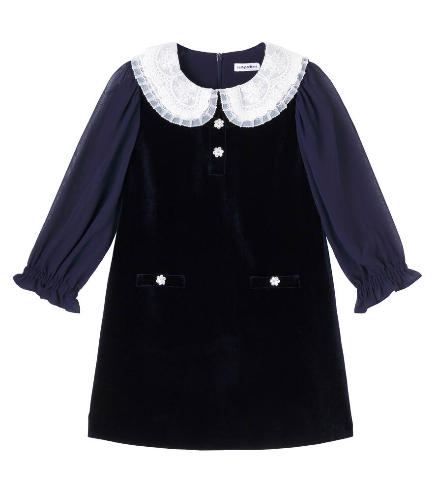 Платье из бархата с кружевной отделкой Self-Portrait Kids, Navy
Платье из бархата с кружевной отделкой Self-Portrait Kids, Navy