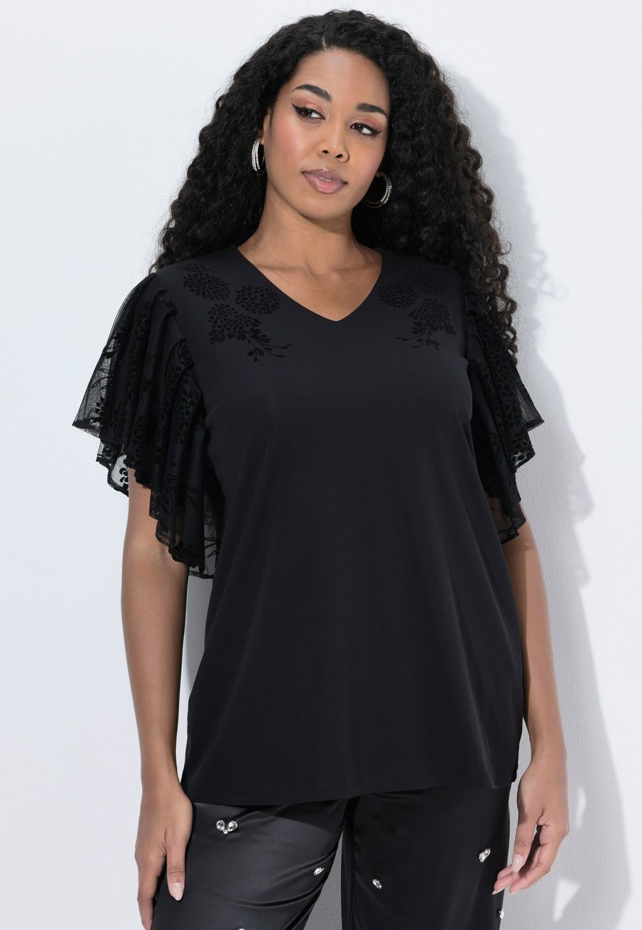 Блуза Ulla Popken FLOCKED FLOWER WING SLEEVE , Black
Блуза Ulla Popken FLOCKED FLOWER WING SLEEVE , Black