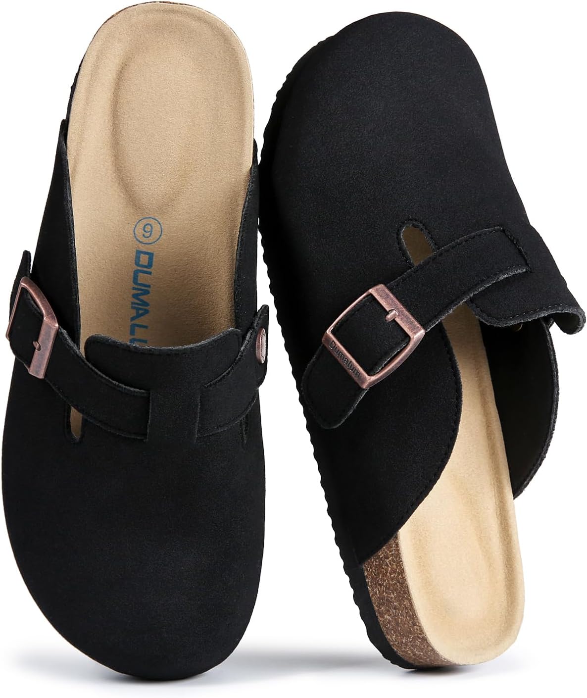 Сабо Dumalum из замши для женщин и мужчин - удобная пробковая стелька с поддержкой свода стопы - регулируемые мюли с пряжкой, сандалии без задника, унисекс, домашние тапочки, черный
Сабо Dumalum из замши для женщин и мужчин - удобная пробковая стелька с поддержкой свода стопы - регулируемые мюли с пряжкой, сандалии без задника, унисекс, домашние тапочки, черный