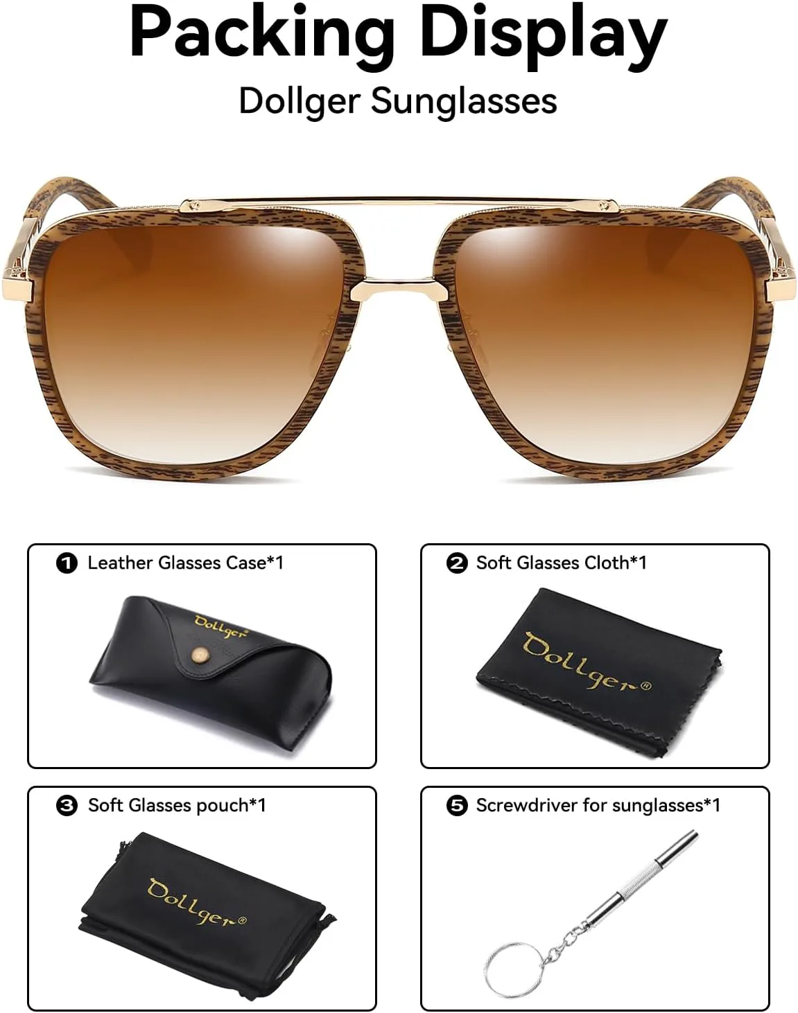 Солнцезащитные очки-авиаторы Dollger увеличенного квадратного размера для мужчин, модель «пилот», золотистая оправа, ретро-стиль, A4-wood Frame/ Gradient Brown Lens
Солнцезащитные очки-авиаторы Dollger увеличенного квадратного размера для мужчин, модель «пилот», золотистая оправа, ретро-стиль, A4-wood Frame/ Gradient Brown Lens