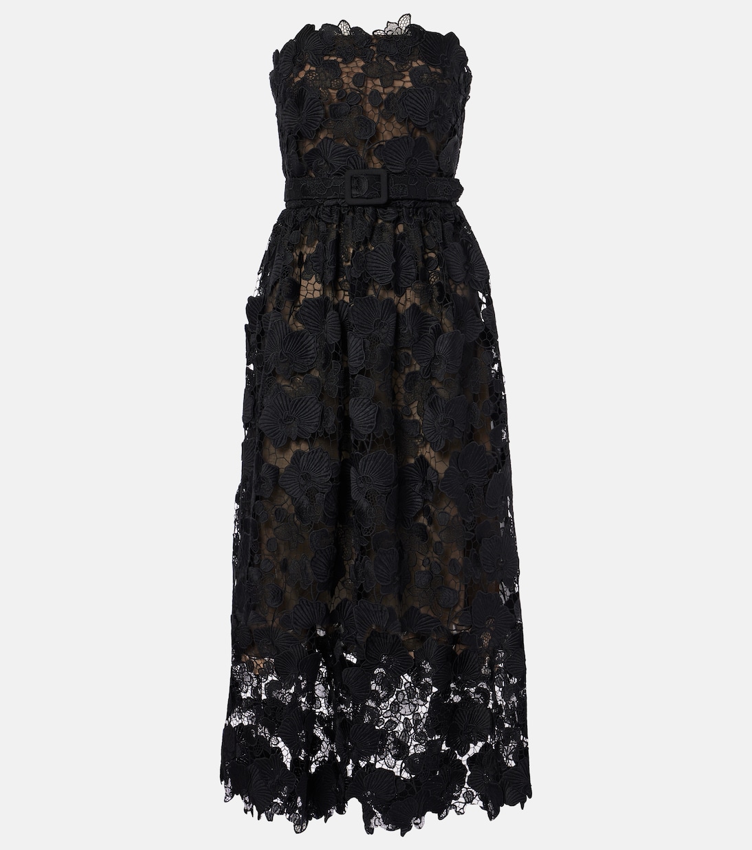 Платье-бюстье с цветочным кружевом Oscar de la Renta, черный
Платье-бюстье с цветочным кружевом Oscar de la Renta, черный