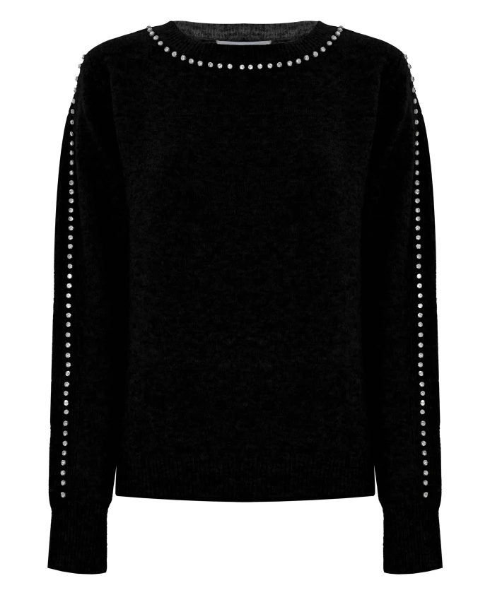 Стильная, простая толстовка с круглым вырезом, украшенная драгоценными камнями. Kocca, черный
Стильная, простая толстовка с круглым вырезом, украшенная драгоценными камнями. Kocca, черный