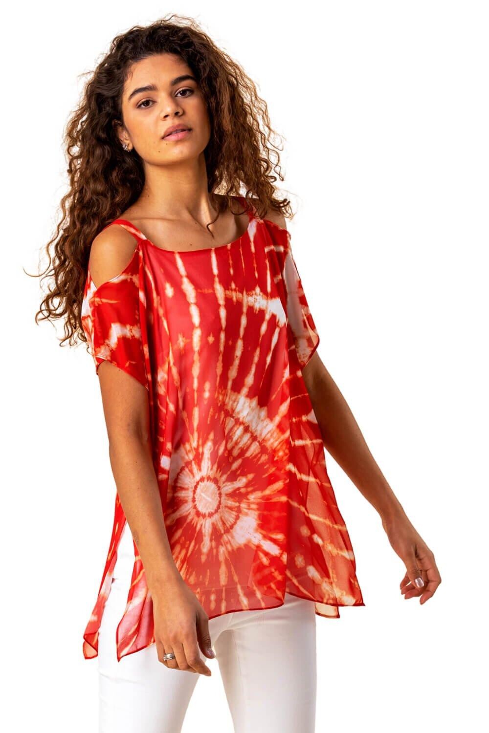 Топ с принтом тай-дай и открытыми плечами Roman, красный
Топ с принтом тай-дай и открытыми плечами Roman, красный