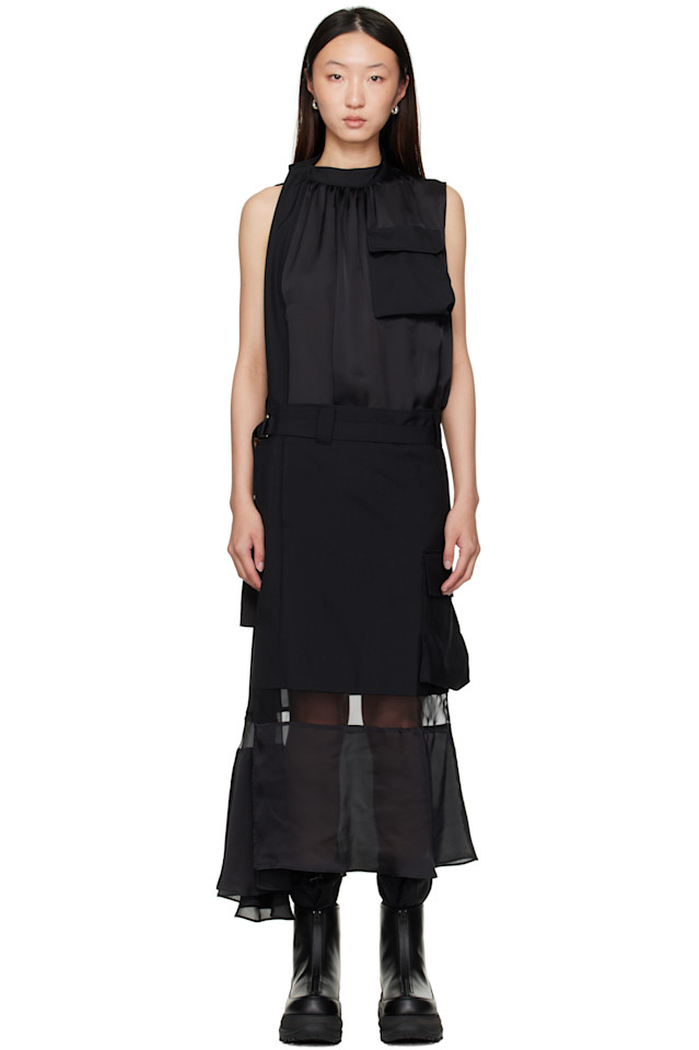 Миди-платье из смесового костюмного материала Sacai, черный
Миди-платье из смесового костюмного материала Sacai, черный