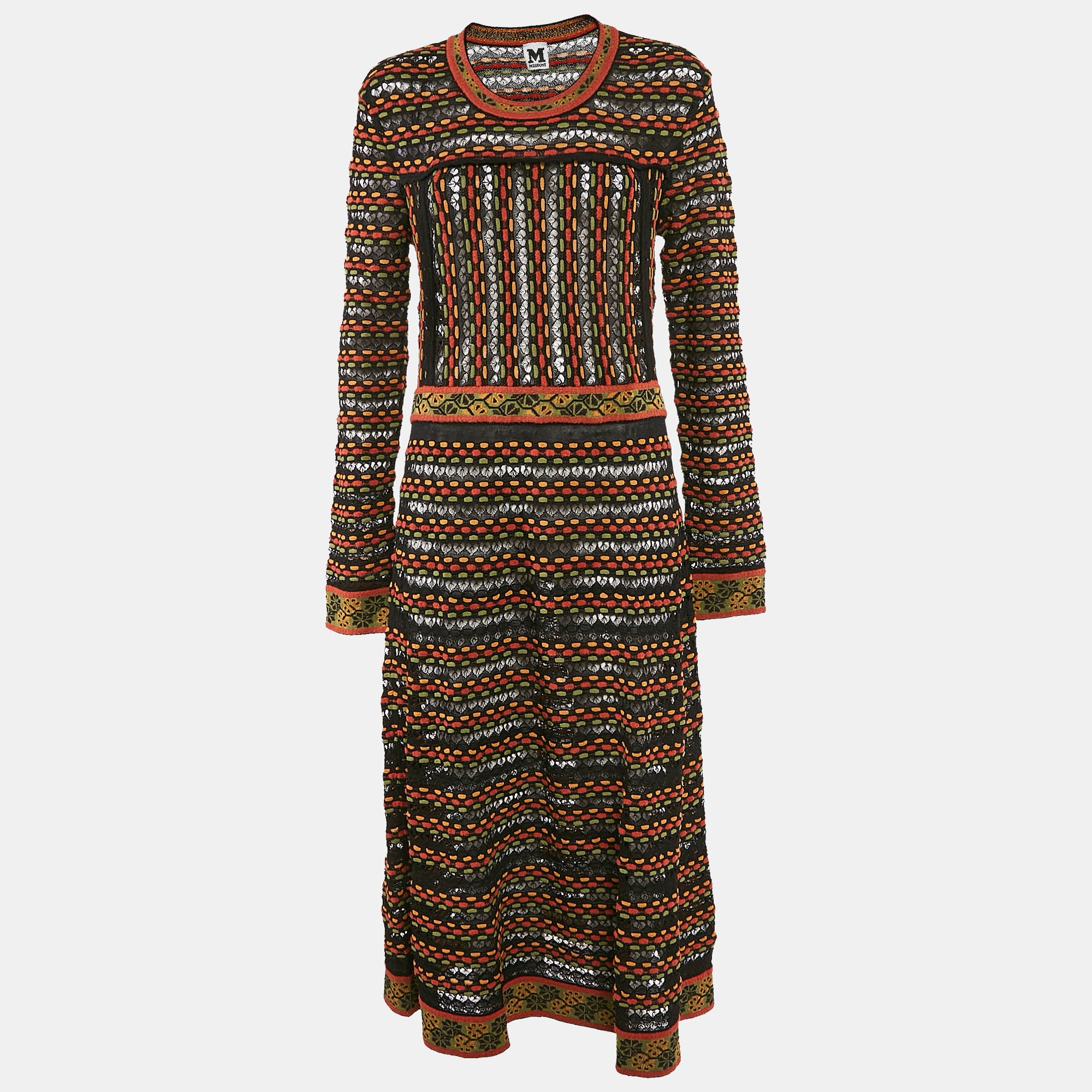 M Missoni Платье-миди Missoni с длинными рукавами, черно-оранжевого цвета, вязаное, с узором
M Missoni Платье-миди Missoni с длинными рукавами, черно-оранжевого цвета, вязаное, с узором