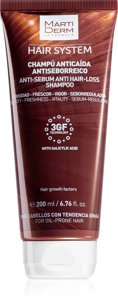 Hair System шампунь против выпадения волос против себума, шампунь против выпадения волос для жирной кожи головы Martiderm, 200 мл
Hair System шампунь против выпадения волос против себума, шампунь против выпадения волос для жирной кожи головы Martiderm, 200 мл