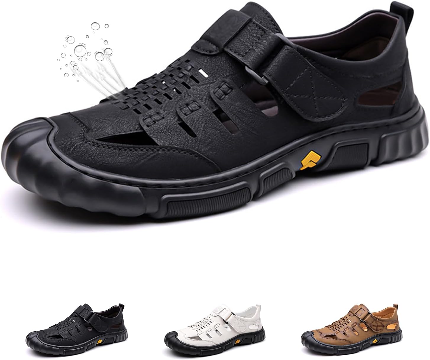 Мужские сандалии из кожи с закрытым носком, пляжные, с регулируемой застежкой, легкие, удобные, дышащие, для активного отдыха, походов, водных видов спорта и пляжа Generic, черный
Мужские сандалии из кожи с закрытым носком, пляжные, с регулируемой застежкой, легкие, удобные, дышащие, для активного отдыха, походов, водных видов спорта и пляжа Generic, черный