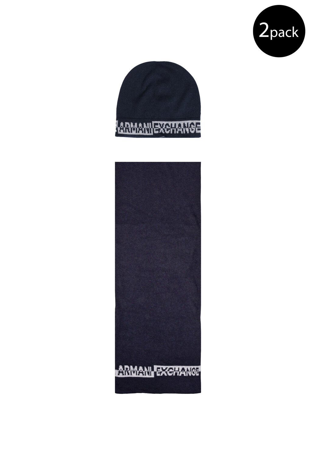 Шарф и шапка Armani Exchange мужские с логотипами, синий 
Шарф и шапка Armani Exchange мужские с логотипами, синий