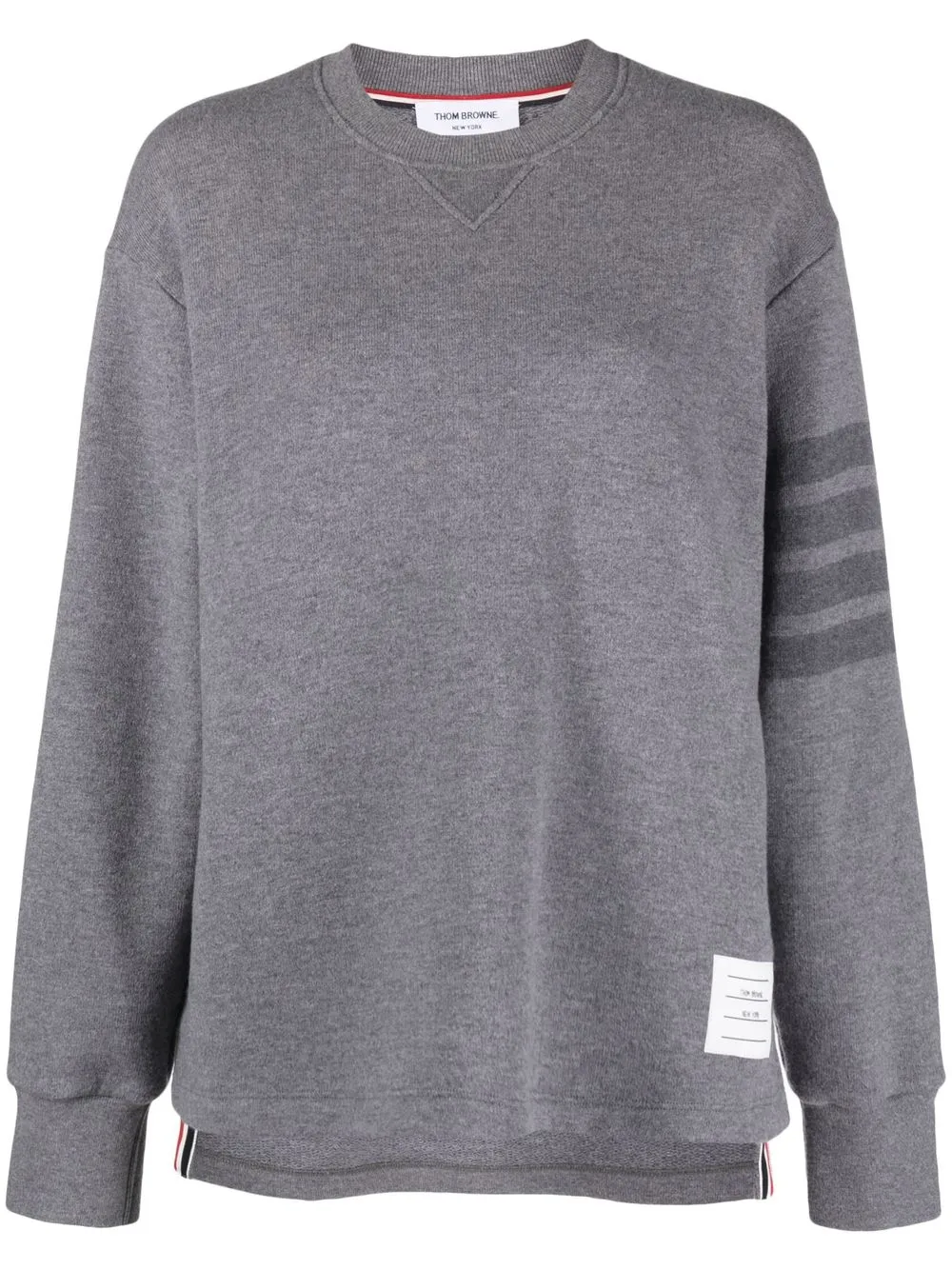 Джемпер с отделкой в полоску THOM BROWNE, серый 
Джемпер с отделкой в полоску THOM BROWNE, серый