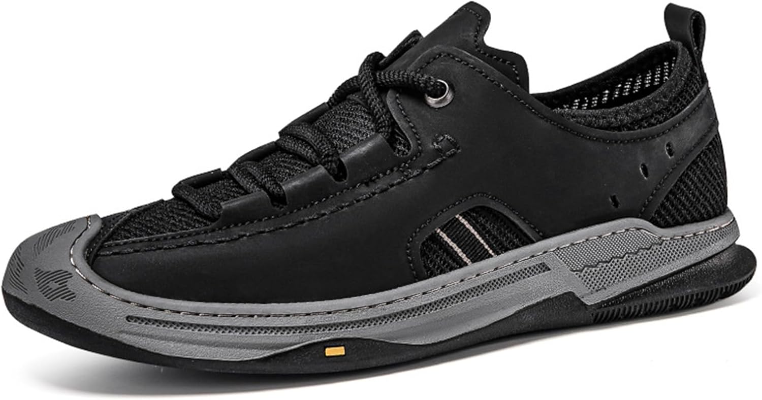 Мужские кожаные лоферы с сеткой и шнуровкой, летние, с амортизирующей мягкой подошвой, дышащие, легкие, повседневные обувь низкого кроя для прогулок, походов, кемпинга и вождения Xoekd, черный
Мужские кожаные лоферы с сеткой и шнуровкой, летние, с амортизирующей мягкой подошвой, дышащие, легкие, повседневные обувь низкого кроя для прогулок, походов, кемпинга и вождения Xoekd, черный