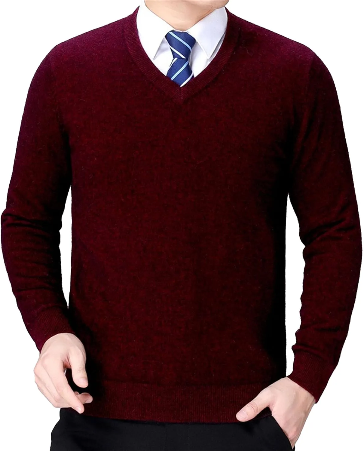 Мужской вязаный свитер V-образным вырезом из шерстяной смеси Slim Fit
Мужской вязаный свитер V-образным вырезом из шерстяной смеси Slim Fit