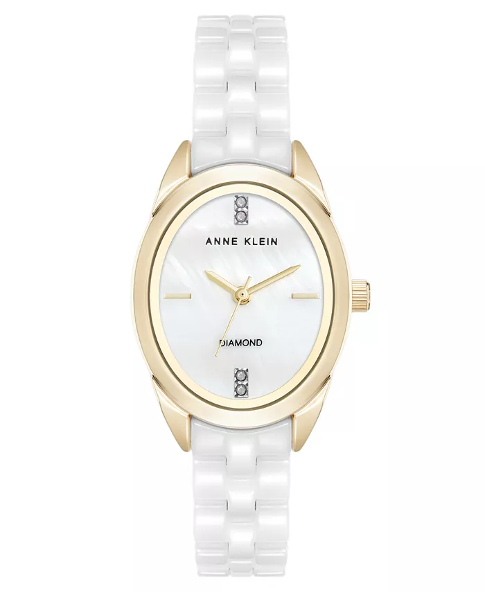 Женские часы Quartz с белым керамическим корпусом овальной формы и бриллиантовым циферблатом, 27 мм Anne Klein
Женские часы Quartz с белым керамическим корпусом овальной формы и бриллиантовым циферблатом, 27 мм Anne Klein