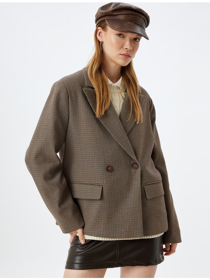 KOTON Коричневый клетчатый пиджак
KOTON Коричневый клетчатый пиджак