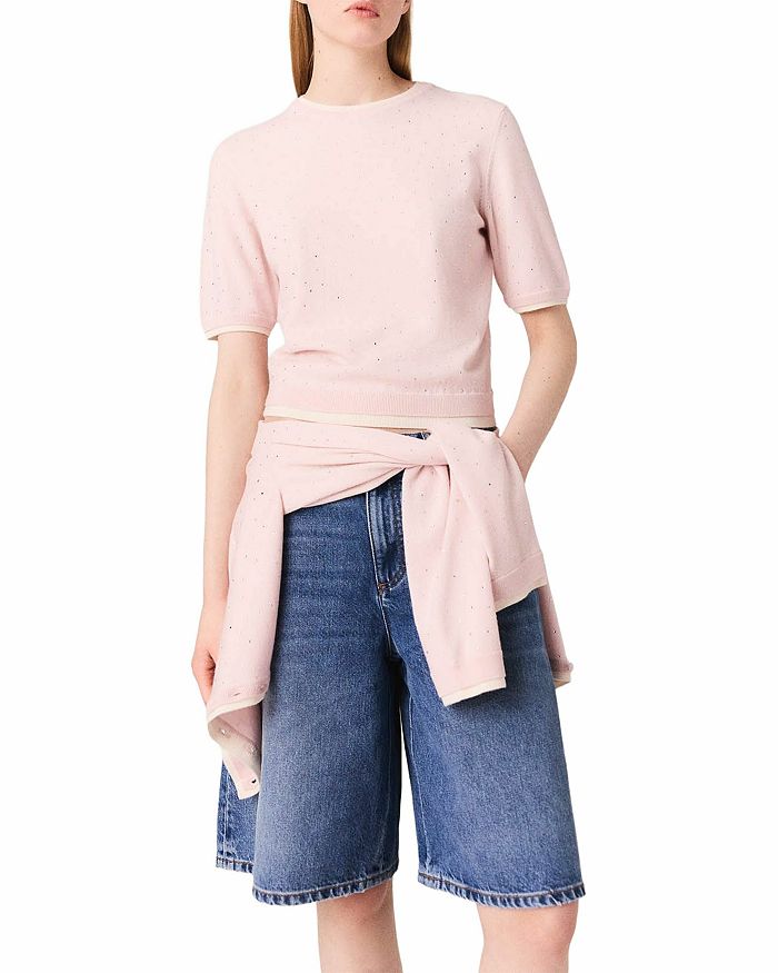 Шерстяной джемпер с коротким рукавом Maje, розовый
Шерстяной джемпер с коротким рукавом Maje, розовый