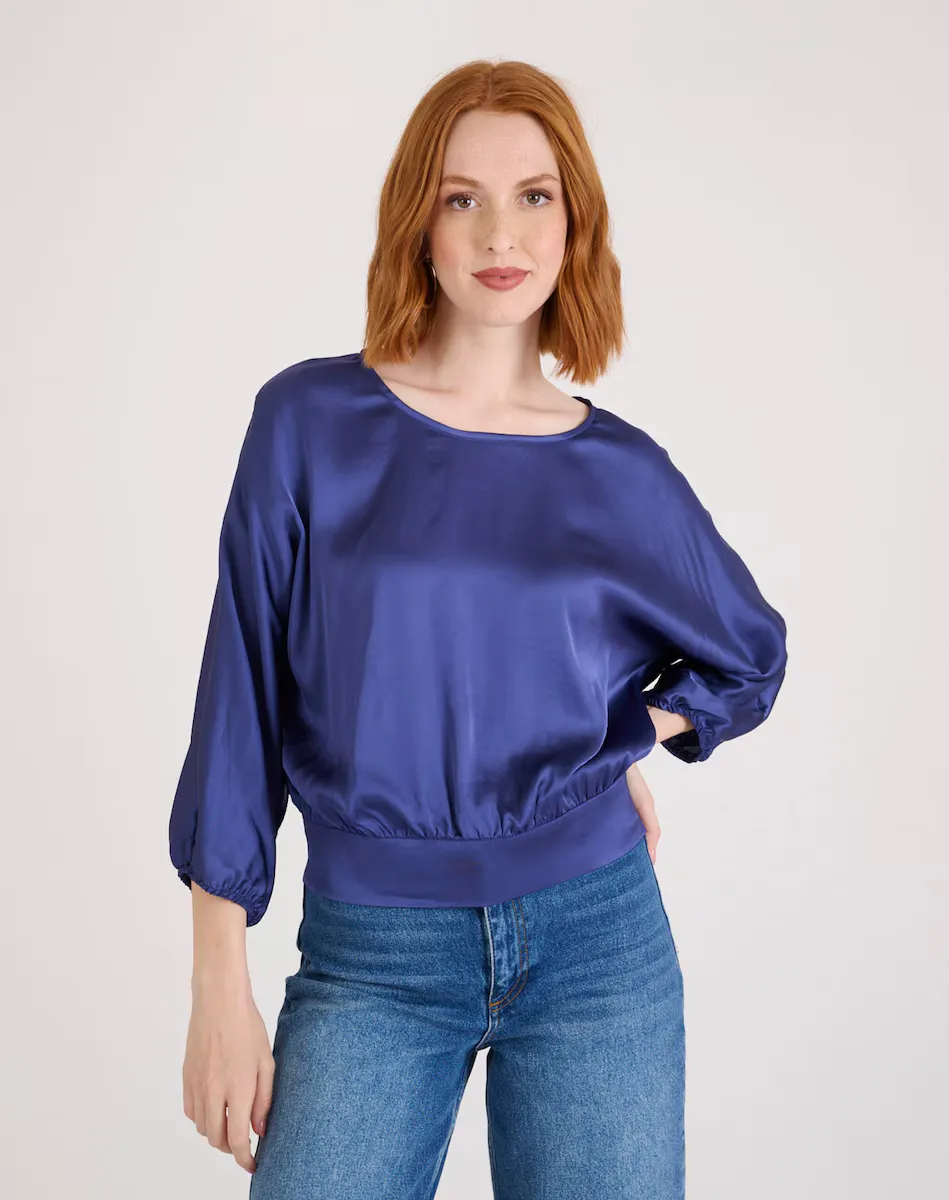 Женская блуза с французским рукавом и круглым вырезом Naf Naf, индиго/синий
Женская блуза с французским рукавом и круглым вырезом Naf Naf, индиго/синий