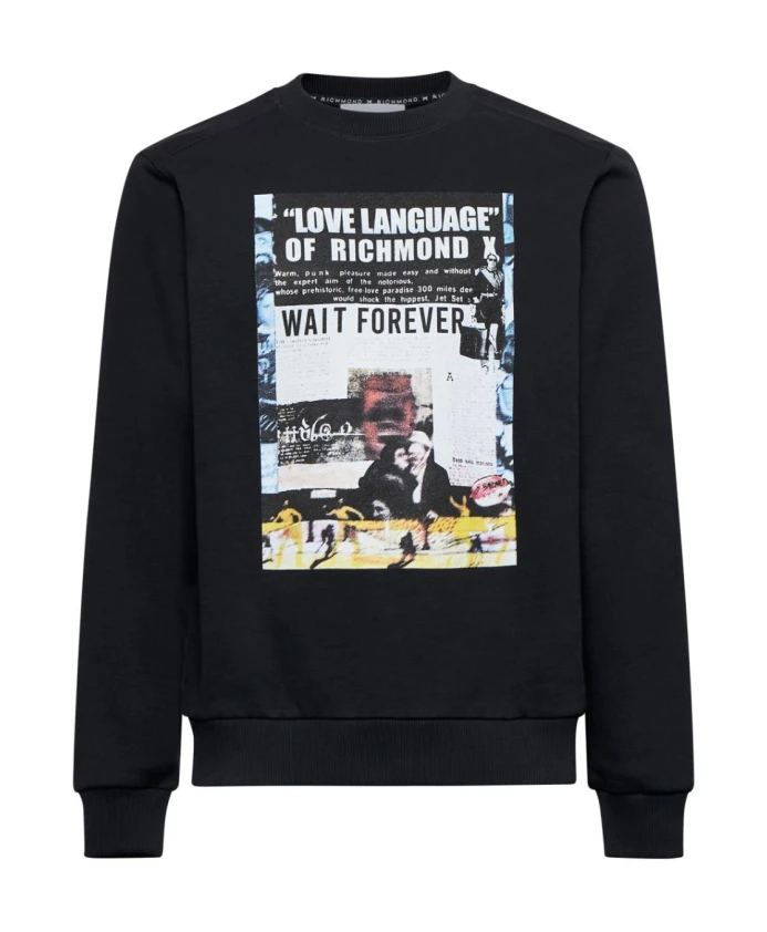 Черная мужская толстовка с принтом на передней части. Richmond, черный
Черная мужская толстовка с принтом на передней части. Richmond, черный