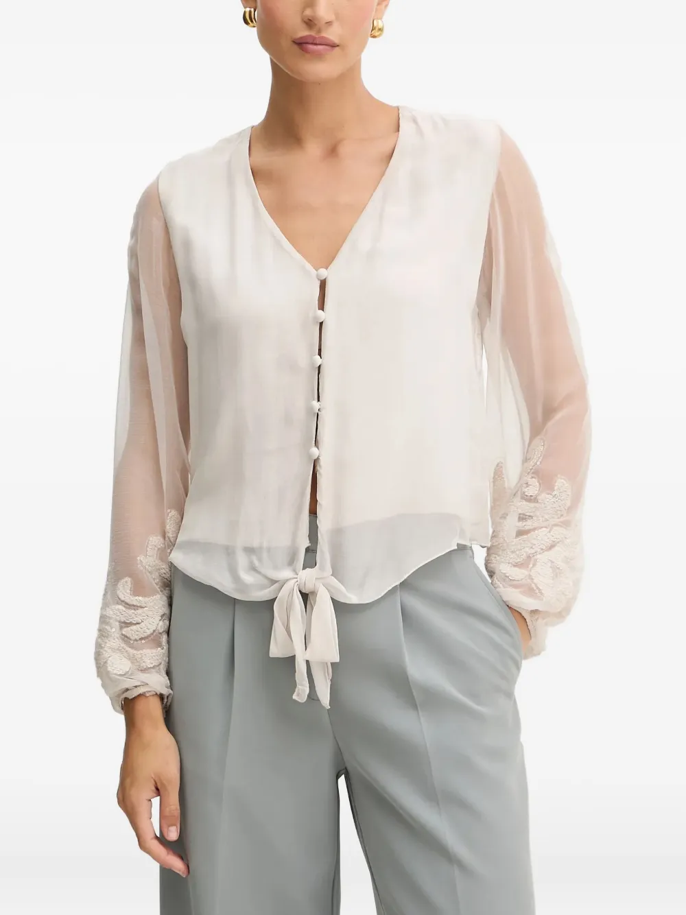 Блузка с V-образным вырезом GUESS USA, белый 
Блузка с V-образным вырезом GUESS USA, белый