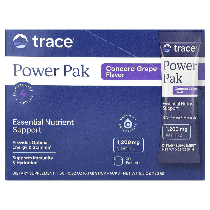 Trace, Power Pak, Essential Nutrient Support, виноград Конкорд, 30 пакетиков в стиках по 6,1 г (0,22 унции)
Trace, Power Pak, Essential Nutrient Support, виноград Конкорд, 30 пакетиков в стиках по 6,1 г (0,22 унции)