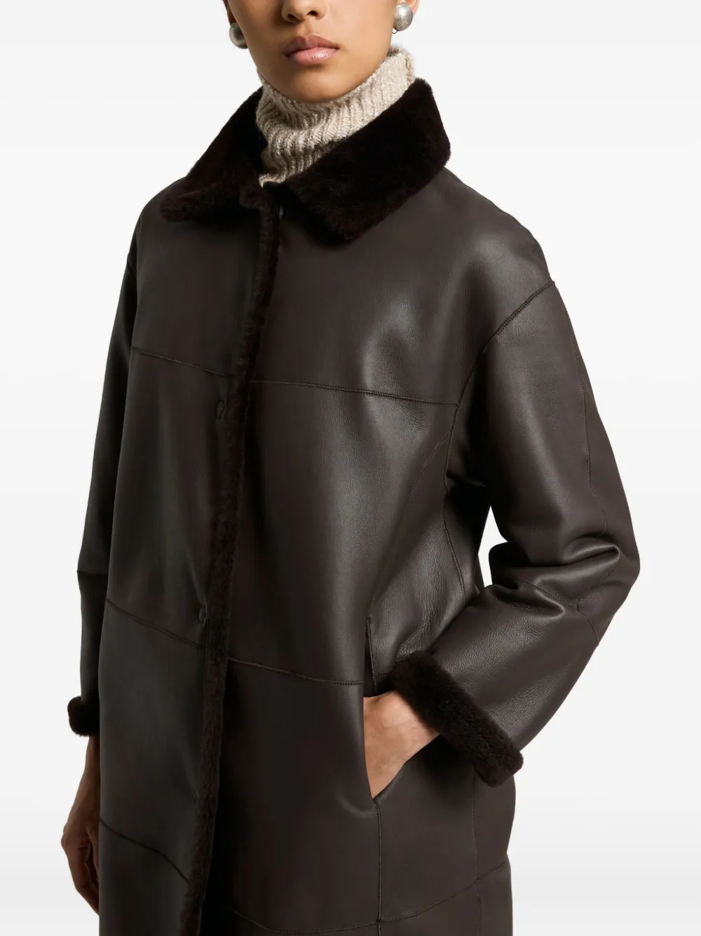 Пальто с искусственным меховым воротником Peserico, коричневый
Пальто с искусственным меховым воротником Peserico, коричневый