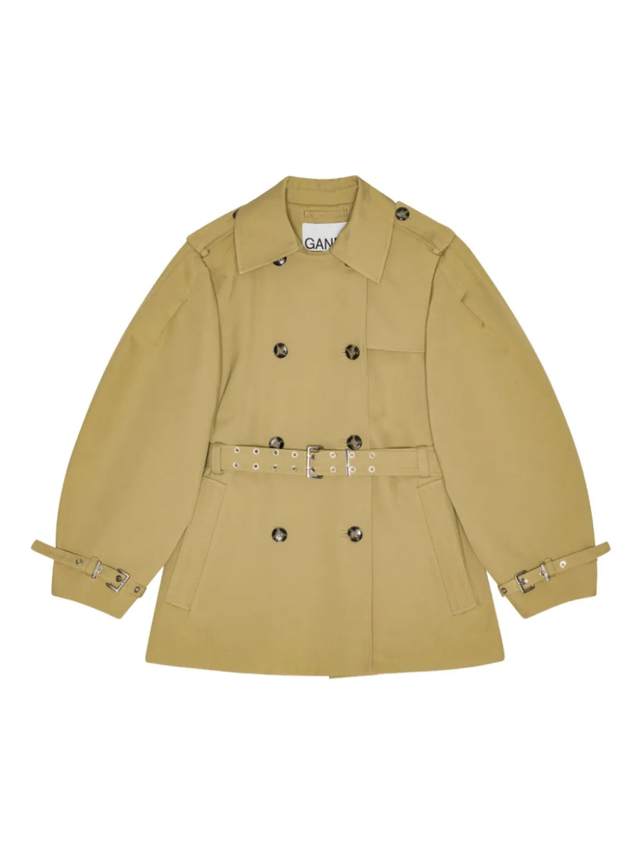 GANNI тренч с объемными рукавами, нейтральный
GANNI тренч с объемными рукавами, нейтральный